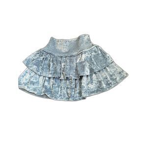 Aerie Frills n Thrills Velvet Smocked Tiered Pull On Mini Skirt Festive